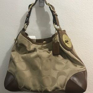 NWT coach shoulder bag signature canvas brown